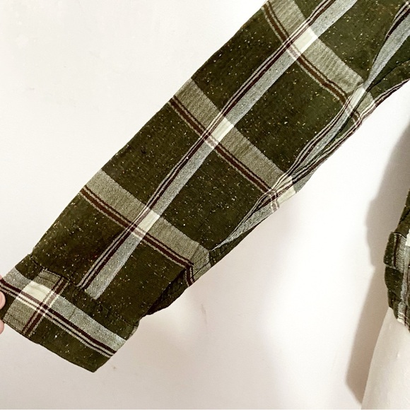 KEREN HART nubby plaid zip front unlined light jacket long sleeve 100% cotton L - Picture 4 of 9